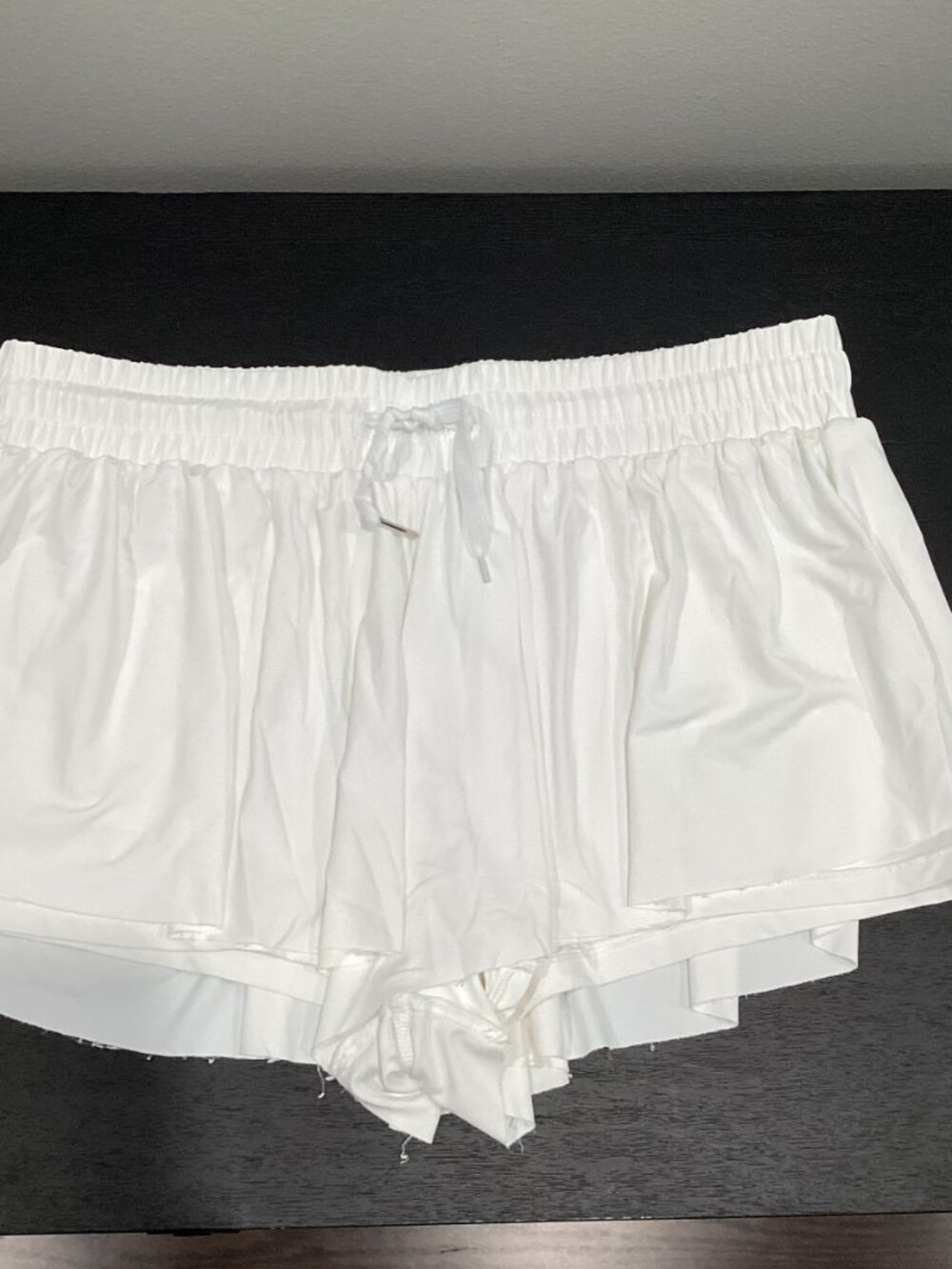 White Flowy Shorts With Drawstring - Large